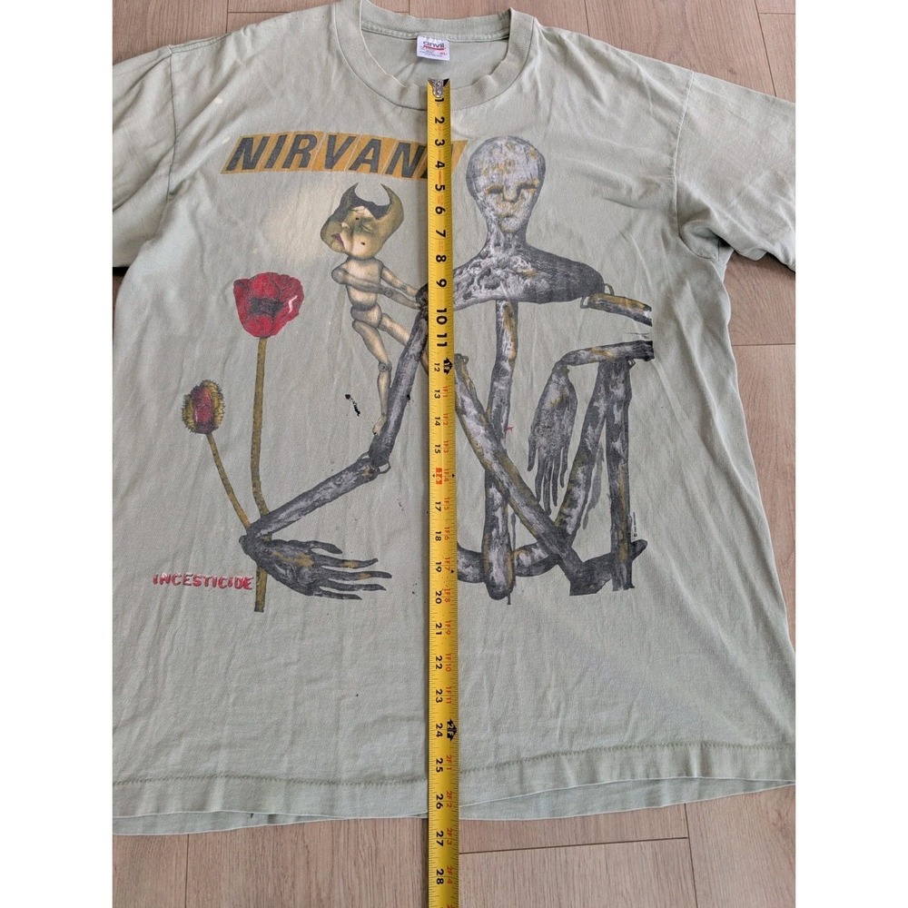 Authentic Vintage 90's Nirvana Incesticide ANVIL TAG Green T-Shirt Size XL RARE - Picture 10 of 16
